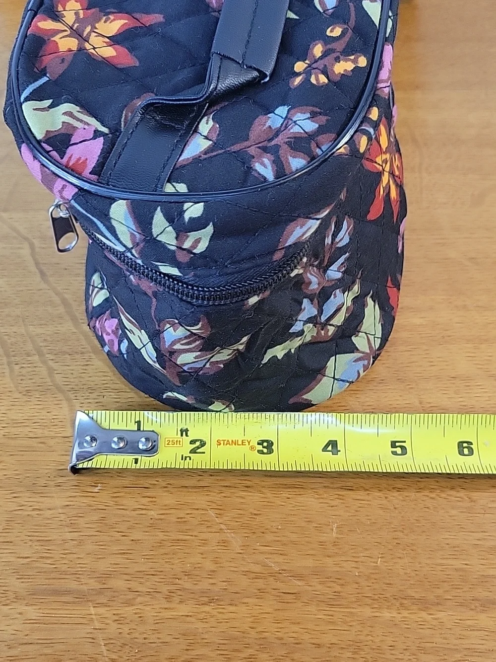 Cosmetic Black Floral Quilyed Travel Bags Lot of 3 Matching Set